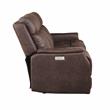 Bowery Hill Contemporary Faux Leather Dual Power Reclining Sofa in Mahogany
