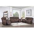 Bowery Hill Contemporary Faux Leather Dual Power Reclining Sofa in Mahogany