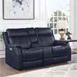 Bowery Hill Contemporary Faux Leather 3-piece Dual Power Reclining Set in Blue