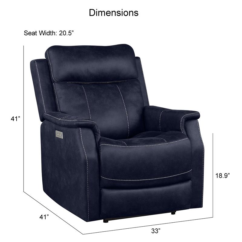 Bowery Hill Contemporary Faux Leather 3-piece Dual Power Reclining Set in Blue