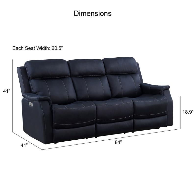 Bowery Hill Contemporary Faux Leather 3-piece Dual Power Reclining Set in Blue