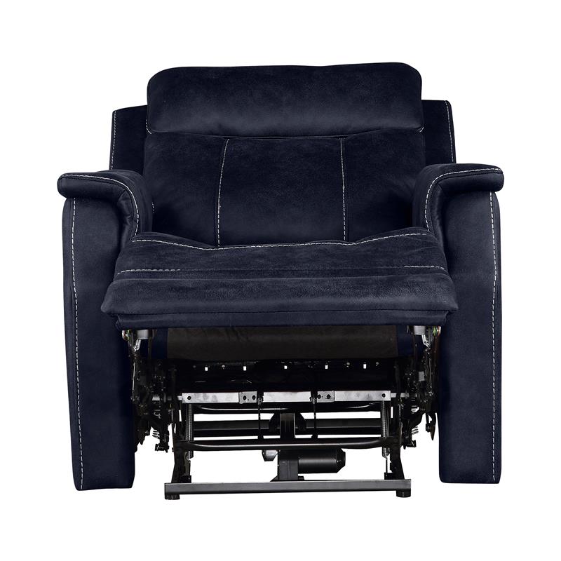 Bowery Hill Contemporary Faux Leather 3-piece Dual Power Reclining Set in Blue