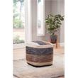 Bowery Hill Transitional Square Handwoven Wool Pouf in Beige/Brown/Black