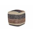 Bowery Hill Transitional Square Handwoven Wool Pouf in Beige/Brown/Black