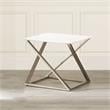 Bowery Hill Contemporary Square Faux Marble Mixed Media End Table in White