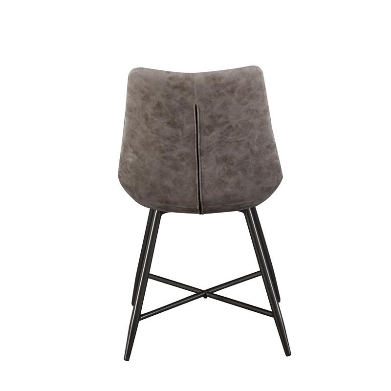 Bowery Hill Modern/Contemporary Faux Leather and Metal Side Chair in Gray