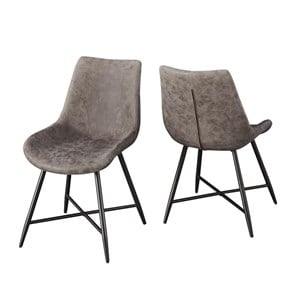 Bowery Hill Modern/Contemporary Faux Leather and Metal Side Chair in Gray