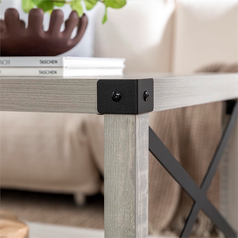 Bowery Hill Modern Farmhouse Coffee Table in Stone Gray Finish