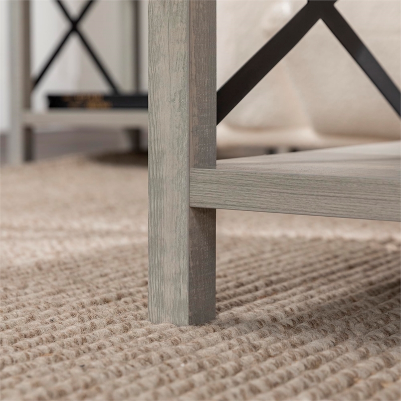 Bowery Hill Modern Farmhouse Coffee Table in Stone Gray Finish