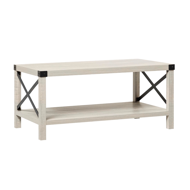 Bowery Hill Modern Farmhouse Coffee Table in Stone Gray Finish