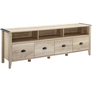 Bowery Hill 70&quot Industrial Farmhouse 4-Drawer TV Stand in White Oak