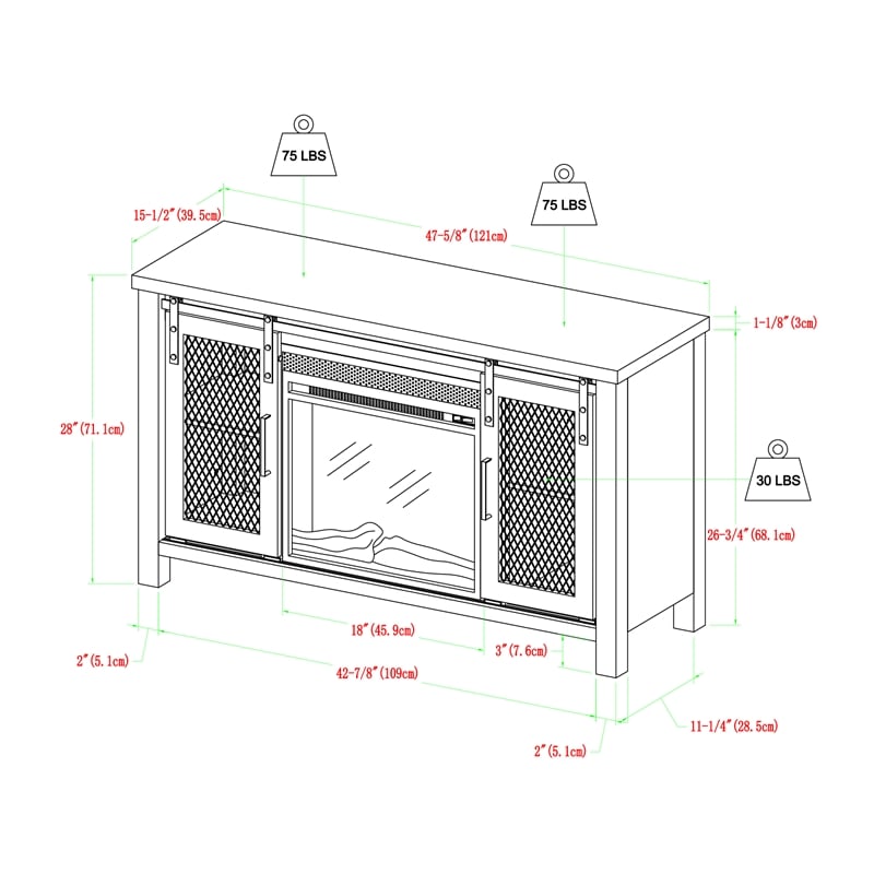 Bowery Hill Farmhouse Wood TV Stand for TVs up to 48