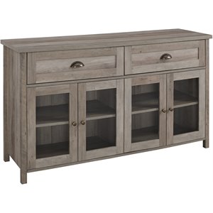 Bowery Hill Farmhouse 2-Drawer 4 Glass Door TV Stand for TVs up to 58&quot in Gray