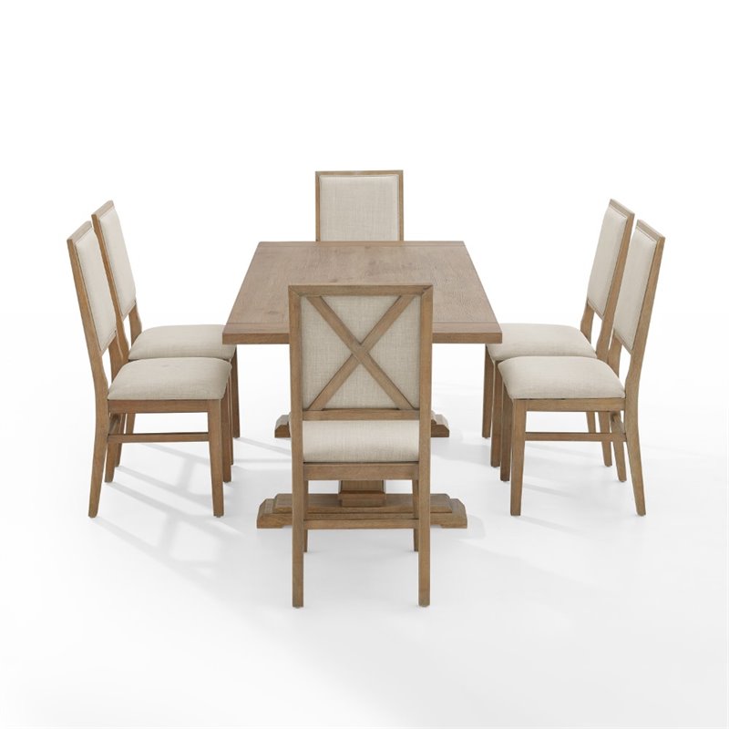 Bowery Hill 7-Piece Farmhouse Wood Dining Set in Rustic Brown