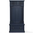 Bowery Hill Coastal Wood Hall Tree with 3 Double Hooks in Navy