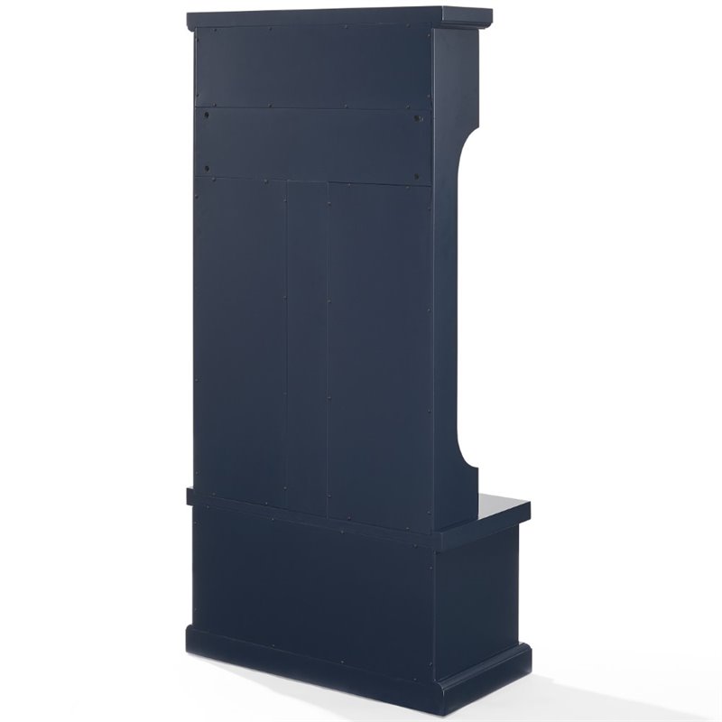 Bowery Hill Coastal Wood Hall Tree with 3 Double Hooks in Navy