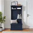 Bowery Hill Coastal Wood Hall Tree with 3 Double Hooks in Navy