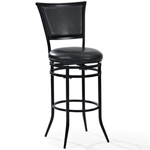 Bowery Hill 30&quot Faux Leather Upholstered Swivel Bar Stool in Black