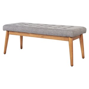 Bowery Hill 16.88&quot Wood/Fabric Tufted Entryway Bench in Acorn Brown/Gray