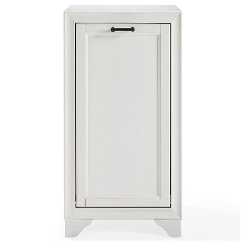 Bowery Hill Modern Wood/Fabric Laundry Hamper in Vintage White