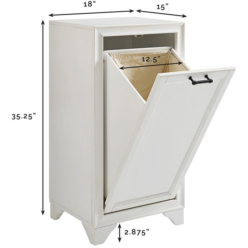 Bowery Hill Modern Wood/Fabric Laundry Hamper in Vintage White