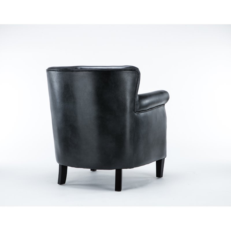 Bowery Hill Upholstered Faux Leather Club Chair in Charcoal Finish