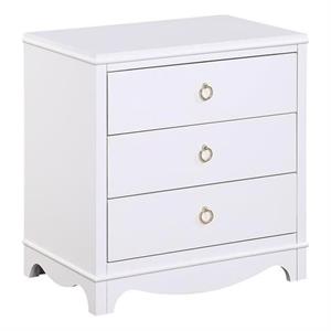 bowery hill contemporary 3-drawer wood nightstand in white finish