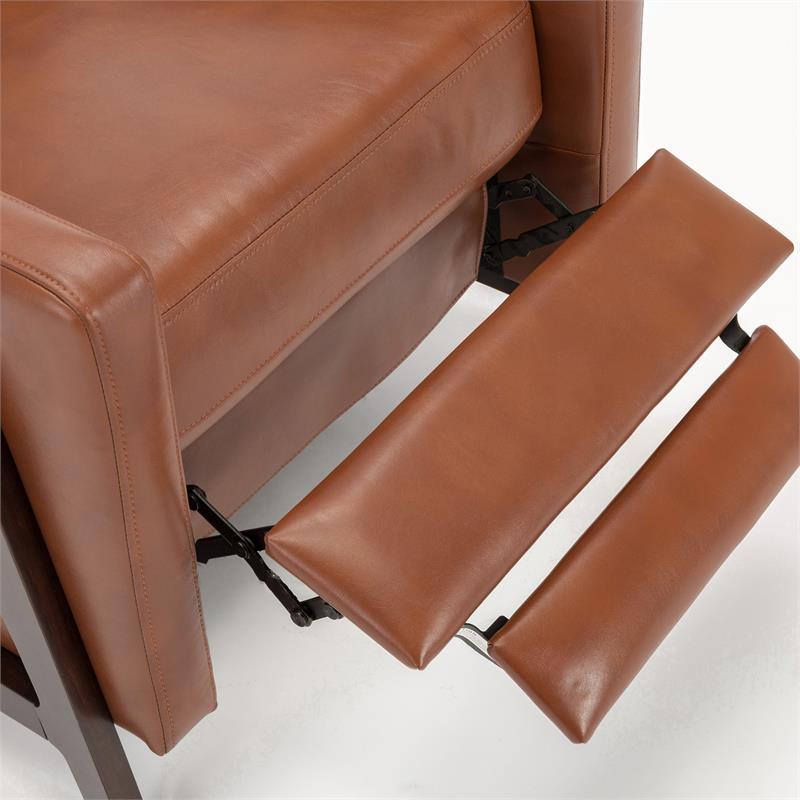 Bowery Hill Push Back Faux Leather Recliner in Caramel Finish