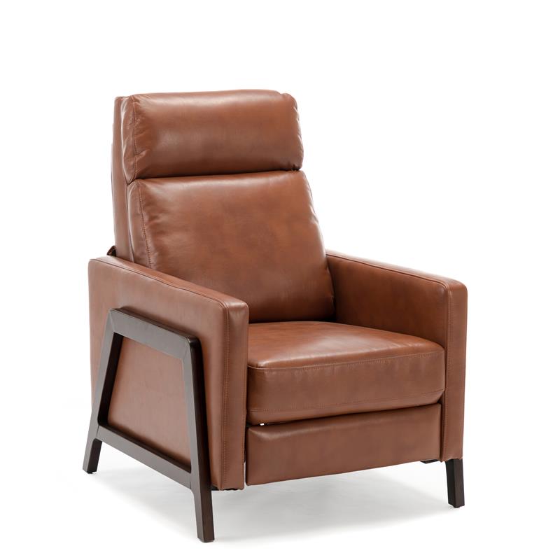 Bowery Hill Push Back Faux Leather Recliner in Caramel Finish
