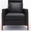 Bowery Hill Modern Leather Push Back Recliner in Black Finish