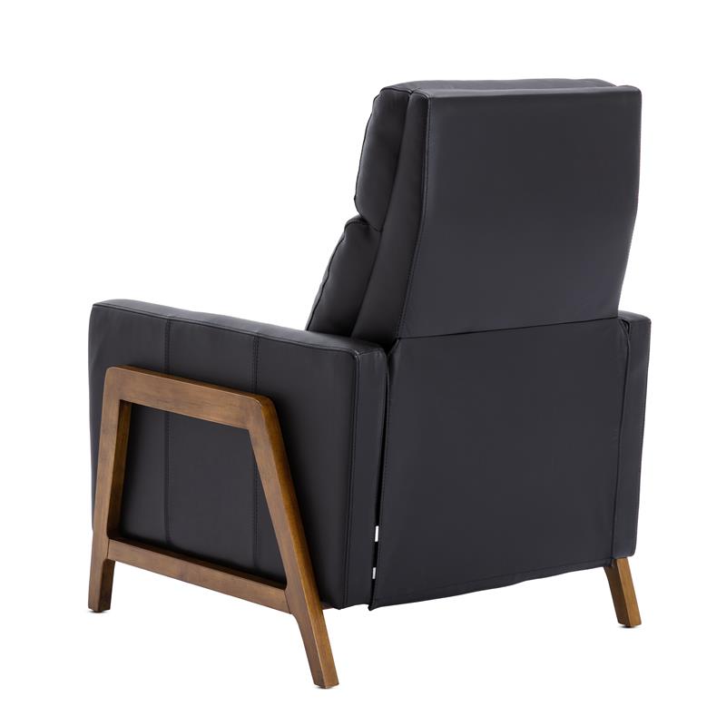 Bowery Hill Modern Leather Push Back Recliner in Black Finish