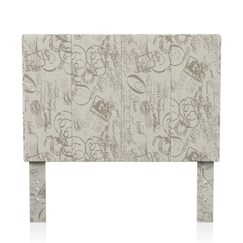 Bowery Hill Upholstered Fabric Queen Platform Bed in Beige Finish