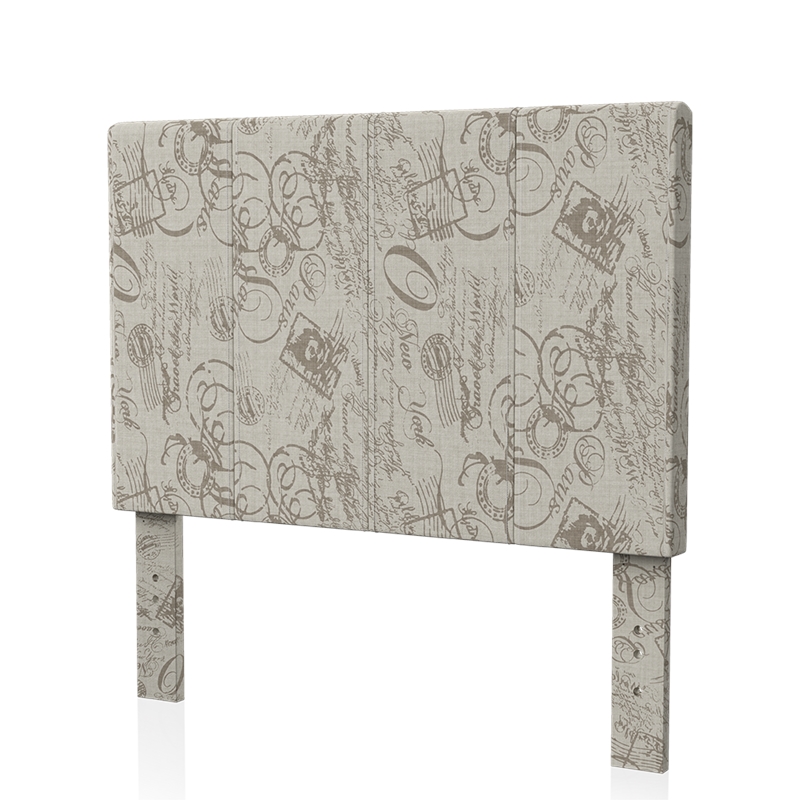 Bowery Hill Upholstered Fabric Queen Platform Bed in Beige Finish