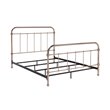 Bowery Hill Farmhouse Metal King Bed with 4 Piece Slats in Gold