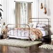 Bowery Hill Farmhouse Metal King Bed with 4 Piece Slats in Gold