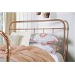 Bowery Hill Farmhouse Metal King Bed with 4 Piece Slats in Gold