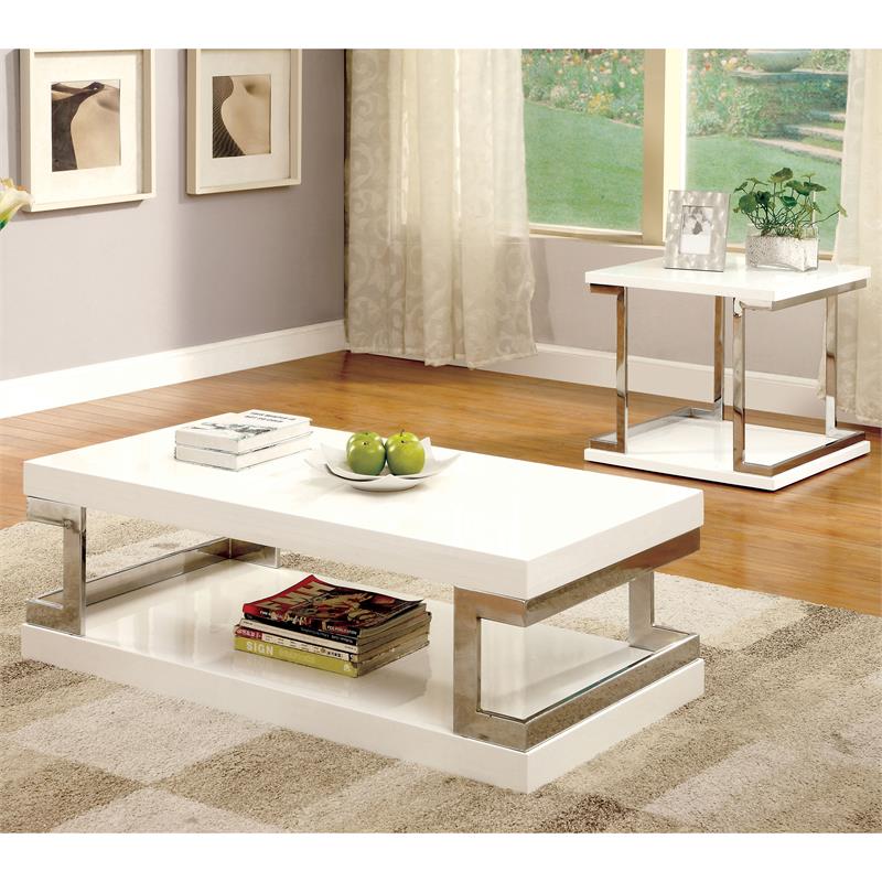Bowery Hill Contemporary Wood Square End Table in White Finish