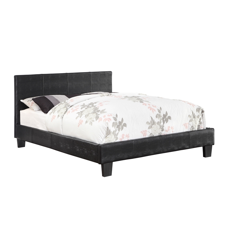 Bowery Hill Contemporary Faux Leather Full Platform Bed in Black