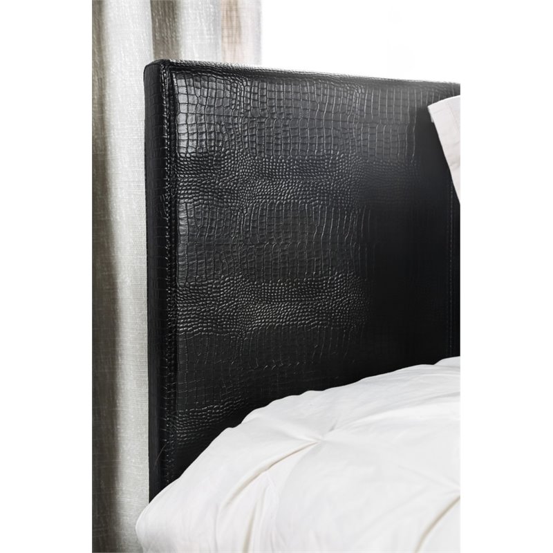 Bowery Hill Contemporary Faux Leather Queen Platform Bed in Black Finish