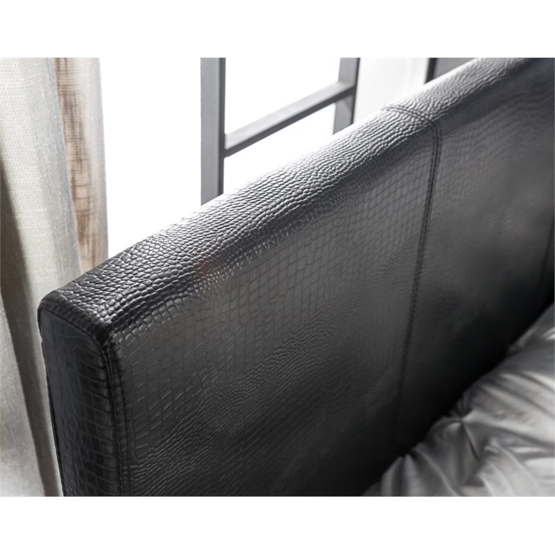 Bowery Hill Contemporary Faux Leather Queen Platform Bed in Black Finish