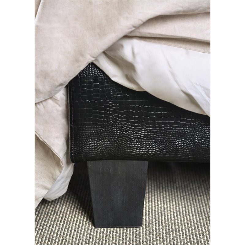 Bowery Hill Contemporary Faux Leather Queen Platform Bed in Black Finish