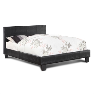 Bowery Hill Contemporary Faux Leather Queen Platform Bed in Black Finish