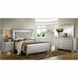 Bowery Hill Contemporary Wood California King LED Panel Bed in Silver