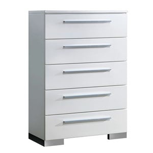Bowery Hill Contemporary Wood 5-Drawer Chest in Glossy White