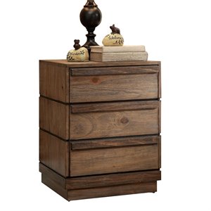 bowery hill solid wood 2-drawer nightstand in rustic natural tone