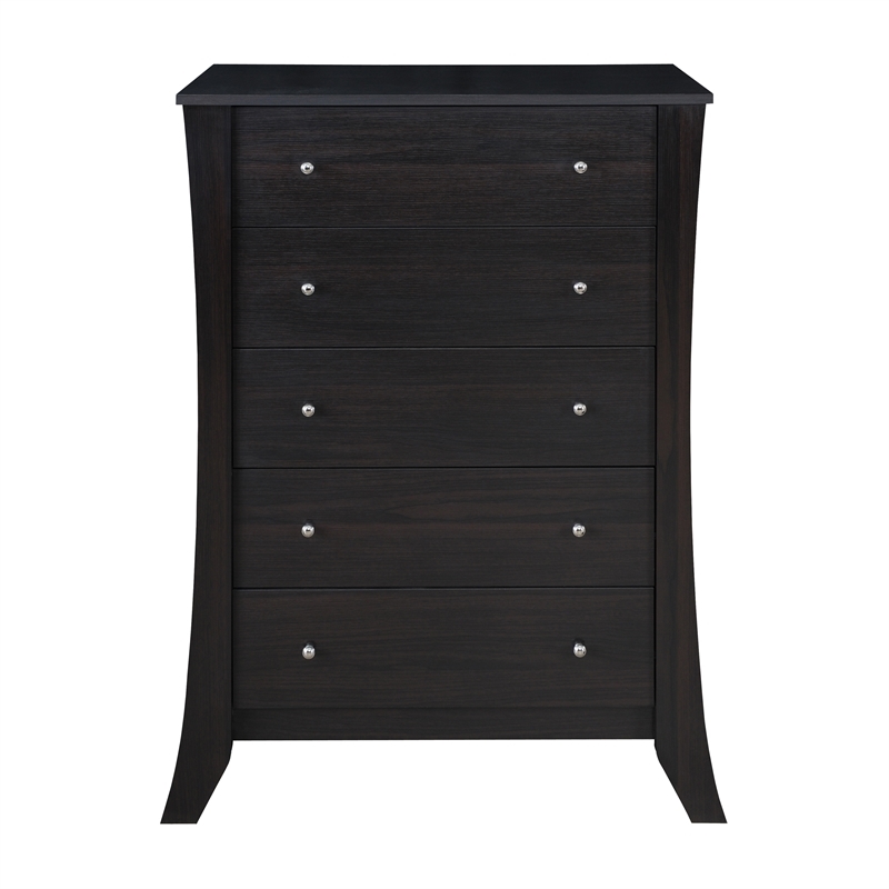 Bowery Hill 5 Drawers Contemporary Wood Dresser Chest in Espresso