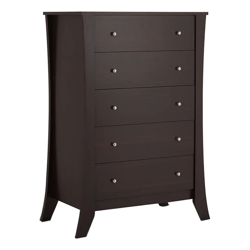 Bowery Hill 5 Drawers Contemporary Wood Dresser Chest in Espresso