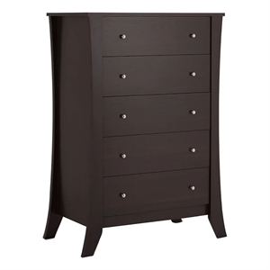Bowery Hill 5 Drawers Contemporary Wood Dresser Chest in Espresso