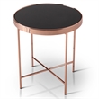 Bowery Hill Modern styled Glass Top End Table in Rose Gold Finish