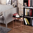 Bowery Hill Modern styled Glass Top End Table in Rose Gold Finish